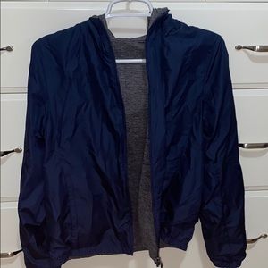 UNIQLO navy blue & grey windbreaker/parka